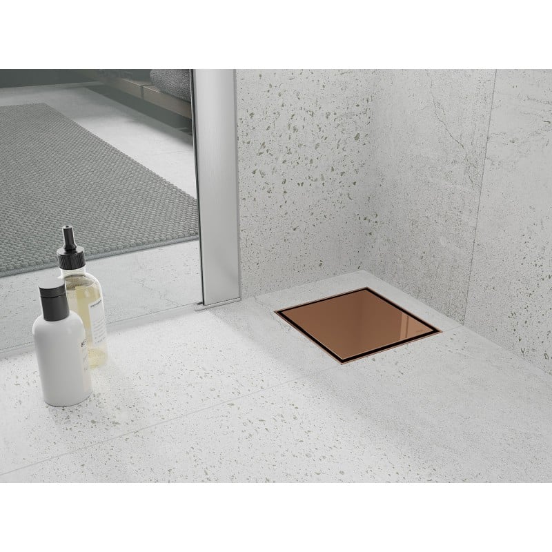 Mexen Flat-Q M13 Bodenablauf quadratisch 15 x 15 cm, Roségold - 1610015