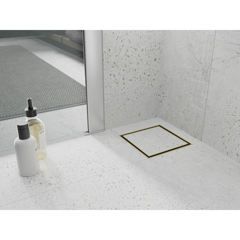 Mexen Flat-Q M13 Bodenablauf quadratisch 12 x 12 cm, gold gebürstet - 1A10012