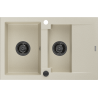 Mexen Gaspar Granitspüle 1,5-Becken mit Abtropffläche 737 x 475 mm, beige, schwarzer Siphon - 6507731505-69-B