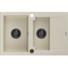 Mexen Gaspar Granitspüle 1,5-beckig mit Abtropffläche 737 x 475 mm, beige, schwarzer Siphon - 6507731505-69-B