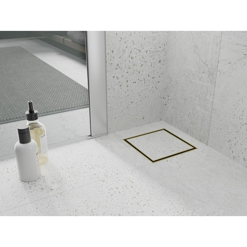 Mexen Flat-Q M13 Bodenablauf quadratisch 15 x 15 cm, gold gebürstet - 1A10015