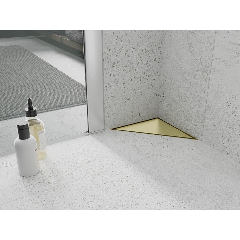 Mexen Flat-T M13 Bodenablauf dreieckig 20 x 20 cm, gold gebürstet - 1A10320