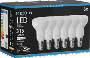 Mexen Nova 6x LED-Glühbirne E14, R50, 3W, Neutral - 4000K, 315 lm - L103-E14-0340-01x06