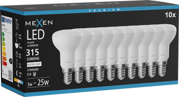 Mexen Nova 10x LED-Glühbirne E14, R50, 3W, Neutral - 4000K, 315 lm - L103-E14-0340-01x10