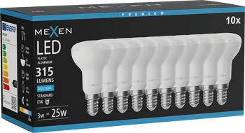 Mexen Nova 10x LED-Glühbirne E14, R50, 3W, Kalt - 6500K, 315 lm - L103-E14-0365-01x10