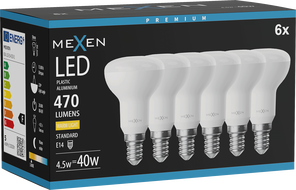 Mexen Nova 6x LED-Glühbirne E14, R50, 4,5W, Warm - 3000K, 470 lm - L103-E14-0530-01x06