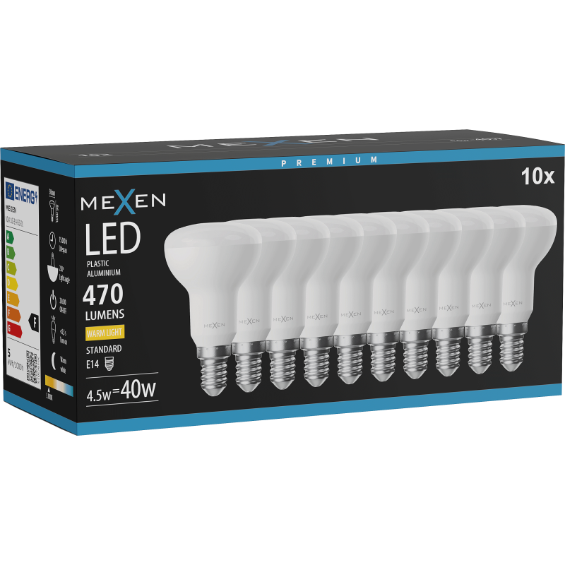Mexen Nova 10x LED-Glühbirne E14, R50, 4,5W, Warm - 3000K, 470 lm - L103-E14-0530-01x10