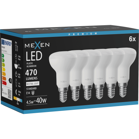 Mexen Nova 6x LED-Lampe E14, R50, 4,5W, Neutral - 4000K, 470 lm - L103-E14-0540-01x06