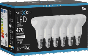 Mexen Nova 6x LED-Lampe E14, R50, 4,5W, Neutral - 4000K, 470 lm - L103-E14-0540-01x06