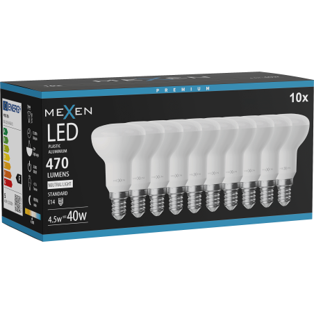 Mexen Nova 10x LED-Glühbirne E14, R50, 4,5W, Neutral - 4000K, 470 lm - L103-E14-0540-01x10