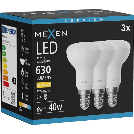 Mexen Nova 3x LED-Glühbirne E14, R50, 6W, Warm - 3000K, 630 lm - L103-E14-0630-01x03