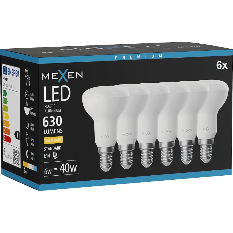 Mexen Nova 6x LED-Lampe E14, R50, 6W, Warm - 3000K, 630 lm - L103-E14-0630-01x06