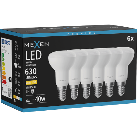 Mexen Nova 6x LED-Lampe E14, R50, 6W, Warm - 3000K, 630 lm - L103-E14-0630-01x06