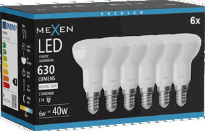 Mexen Nova 6x LED-Glühbirne E14, R50, 6W, Neutral - 4000K, 630 lm - L103-E14-0640-01x06