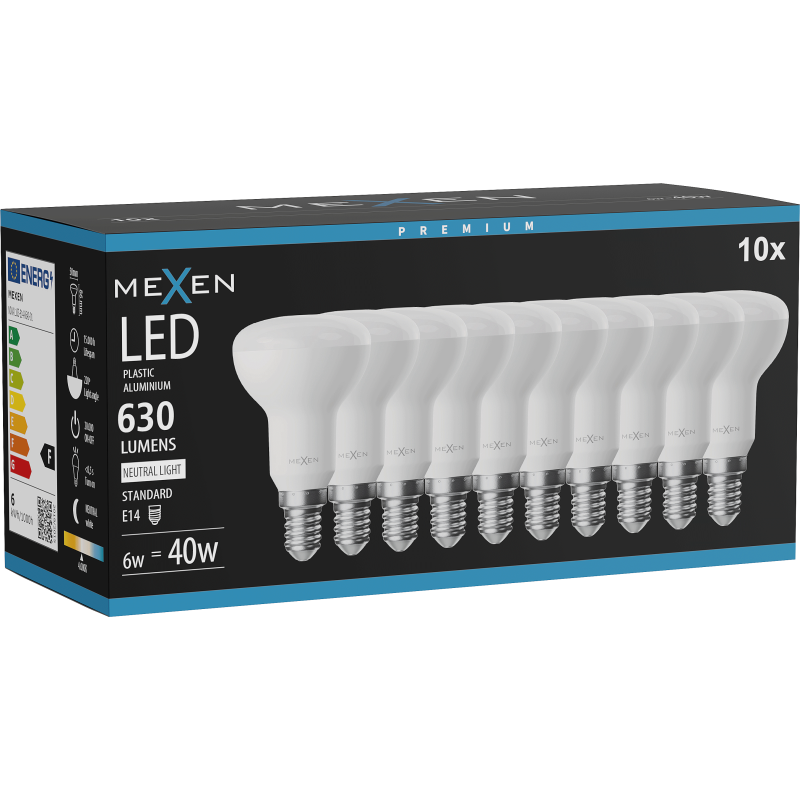 Mexen Nova 10x LED-Glühbirne E14, R50, 6W, Neutral - 4000K, 630 lm - L103-E14-0640-01x10