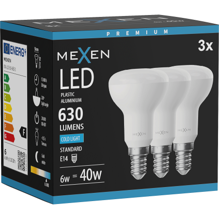 Mexen Nova 3x LED-Lampe E14, R50, 6W, Kalt - 6500K, 630 lm - L103-E14-0665-01x03