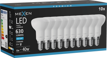 Mexen Nova 10x LED-Glühbirne E14, R50, 6W, Kalt - 6500K, 630 lm - L103-E14-0665-01x10