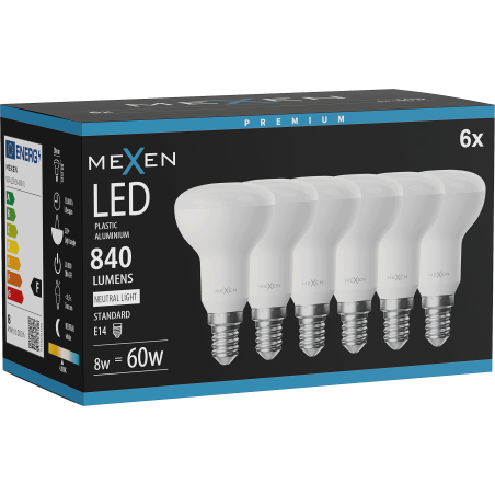 Mexen Nova 6x LED-Lampe E14, R50, 8W, Neutral - 4000K, 840 lm - L103-E14-0840-01x06