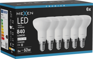 Mexen Nova 6x LED-Lampe E14, R50, 8W, Neutral - 4000K, 840 lm - L103-E14-0840-01x06
