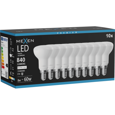 Mexen Nova 10x LED-Lampe E14, R50, 8W, Neutral - 4000K, 840 lm - L103-E14-0840-01x10