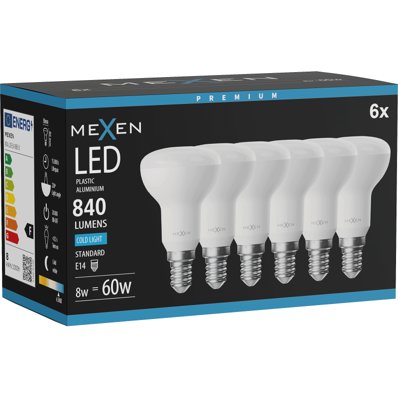 Mexen Nova 6x LED-Lampe E14, R50, 8W, Kalt - 6500K, 840 lm - L103-E14-0865-01x06