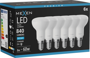 Mexen Nova 6x LED-Lampe E14, R50, 8W, Kalt - 6500K, 840 lm - L103-E14-0865-01x06