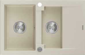 Mexen Gaspar Granitspüle 1,5-beckig mit Abtropffläche 737 x 475 mm, beige, Siphon chrom - 6507731505-69