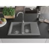 Mexen Gaspar Granitspüle 1,5-Becken mit Abtropffläche 737 x 475 mm, grau, Siphon Chrom - 6507731505-71