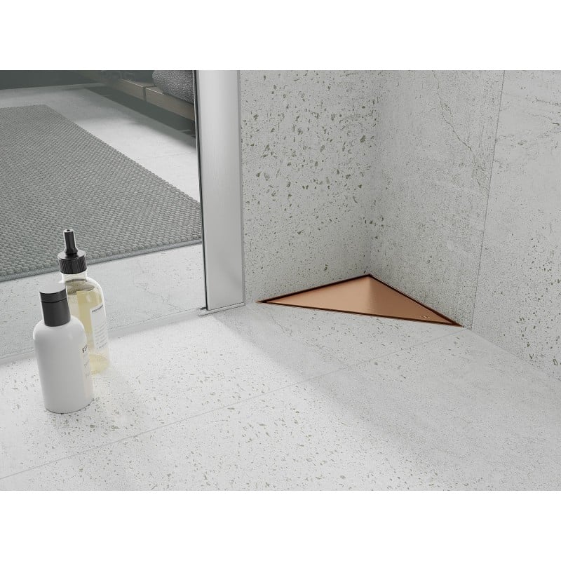 Mexen Flat-T M13 Bodenablauf dreieckig 20 x 20 cm, gebürstetes Kupfer - 1C10320