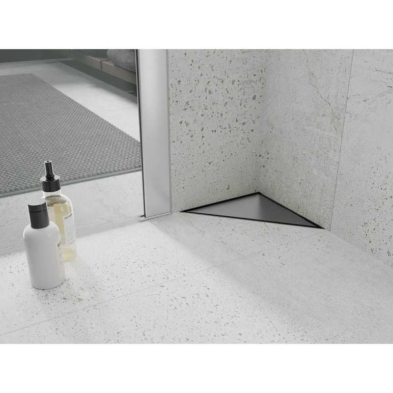 Mexen Flat-T M13 Bodenablauf dreieckig 20 x 20 cm, gebürstet in Gun Gray - 1E10320