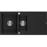 Mexen Andres Granitspüle 1,5-Becken mit Abtropffläche 1000 x 500 mm, schwarz, Siphon Chrom - 6515101510-77