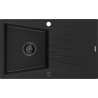 Mexen Cesar Granitspüle 1-Becken mit Abtropffläche 775 x 470 mm, schwarz, schwarzer Siphon - 6514771010-77-B