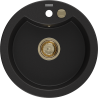 Mexen Diego Granitspüle 1-beckig 488 x 480 mm, schwarz, goldener Siphon - 6512481000-77-G