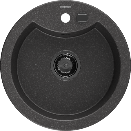 Mexen Diego Granitspüle 1-Becken 488 x 480 mm, schwarz gesprenkelt, schwarzer Siphon - 6512481000-76-B