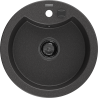 Mexen Diego Granitspüle 1-Becken 488 x 480 mm, schwarz gesprenkelt, schwarzer Siphon - 6512481000-76-B