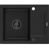 Mexen Enzo Granitspüle 1-Becken mit Abtropffläche 576 x 465 mm, schwarz, schwarzer Siphon - 6506571005-77-B