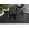 Mexen Enzo Granitspüle 1-Becken mit Abtropffläche 576 x 465 mm, schwarz, schwarzer Siphon - 6506571005-77-B