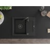 Mexen Enzo Granitspüle 1-Becken mit Abtropffläche 576 x 465 mm, schwarz, schwarzer Siphon - 6506571005-77-B