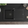 Mexen Leo 1-kammeriger Granitspülbecken mit Abtropffläche 900 x 500 mm, schwarz, schwarzer Siphon - 6501901010-77-B