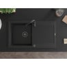 Mexen Leo Granitspüle 1-Becken mit Abtropffläche 900 x 500 mm, schwarz, schwarzer Siphon - 6501901010-77-B