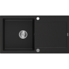 Mexen Leo Granitspüle 1-beckig mit Abtropffläche 900 x 500 mm, schwarz, Siphon Chrom - 6501901010-77