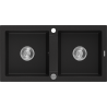 Mexen Mario Granitspüle 2-Becken 820 x 436 mm, schwarz, Siphon Chrom - 6504822000-77