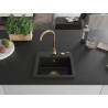 Mexen Milo Granitspüle 1-Becken 435 x 410 mm, schwarz, Siphon gold - 6505441000-77-G