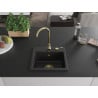 Mexen Milo Granitspüle 1-beckig 435 x 410 mm, schwarz, goldener Siphon - 6505441000-77-G