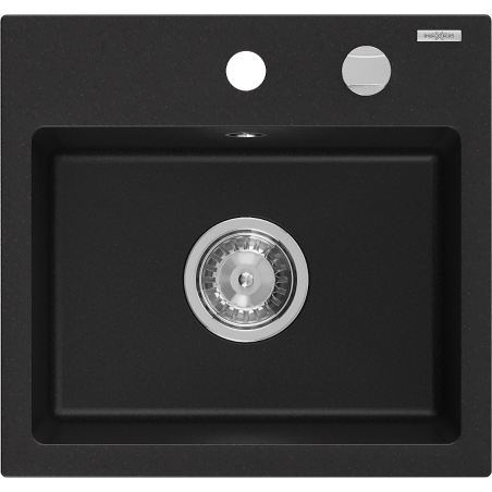 Mexen Milo Granitspüle 1-Becken 435 x 410 mm, schwarz, verchromter Siphon - 6505441000-77