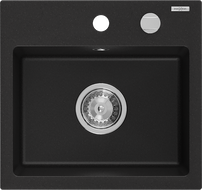 Mexen Milo Granitspüle 1-Becken 435 x 410 mm, schwarz, verchromter Siphon - 6505441000-77