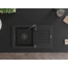 Mexen Pablo Granit-Spülbecken 1-beckig mit Abtropffläche 752 x 436 mm, schwarz, schwarzer Siphon - 6510751010-77-B