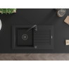 Mexen Pablo Granitspüle 1-Becken mit Abtropffläche 752 x 436 mm, schwarz, schwarzer Siphon - 6510751010-77-B