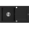 Mexen Pablo Granitspüle 1-beckig mit Abtropffläche 752 x 436 mm, schwarz, Siphon Chrom - 6510751010-77