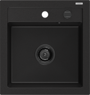 Mexen Vito Granitspüle 1-Becken 520 x 490 mm, schwarz, schwarzer Siphon - 6503521000-77-B